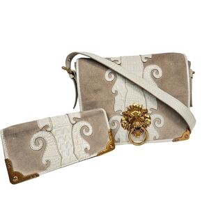 Sharif Museum Lions Gate Leather Messenger Bag & Wallet‎ Set Beige & Ivory Purse